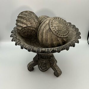 Decorative Bowl Crackle Finish with Orbs Vintage Style